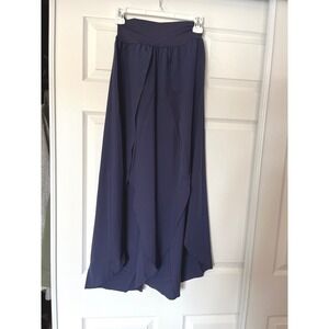Navy Blue Tulip Split Front Wide Leg Palazzo Pants High Waist Dance XS
